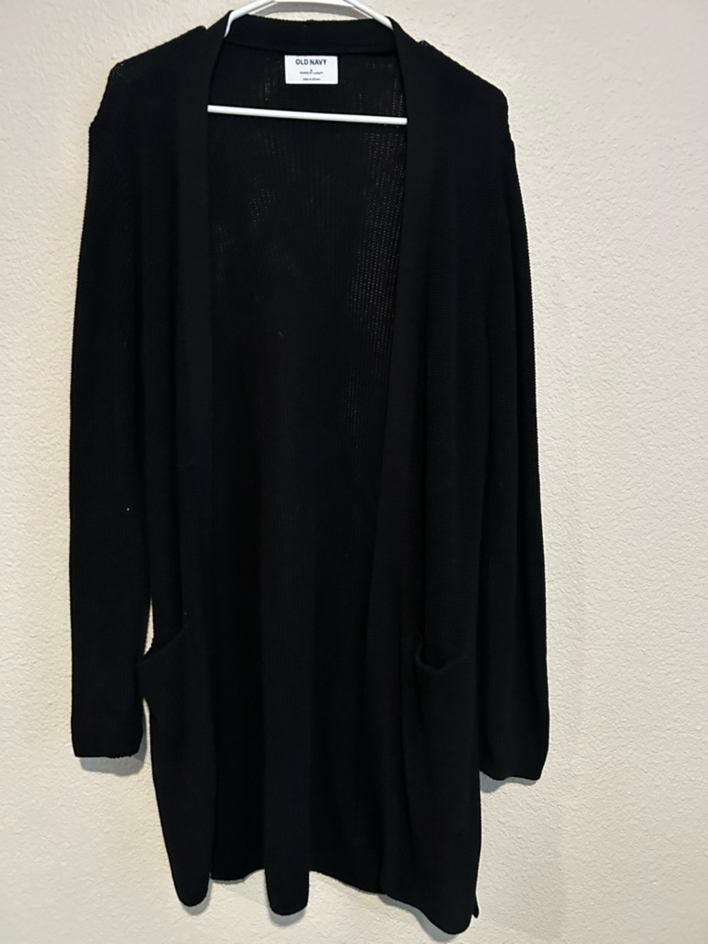 Old Navy Black Open-Front Long Knit Cardigan